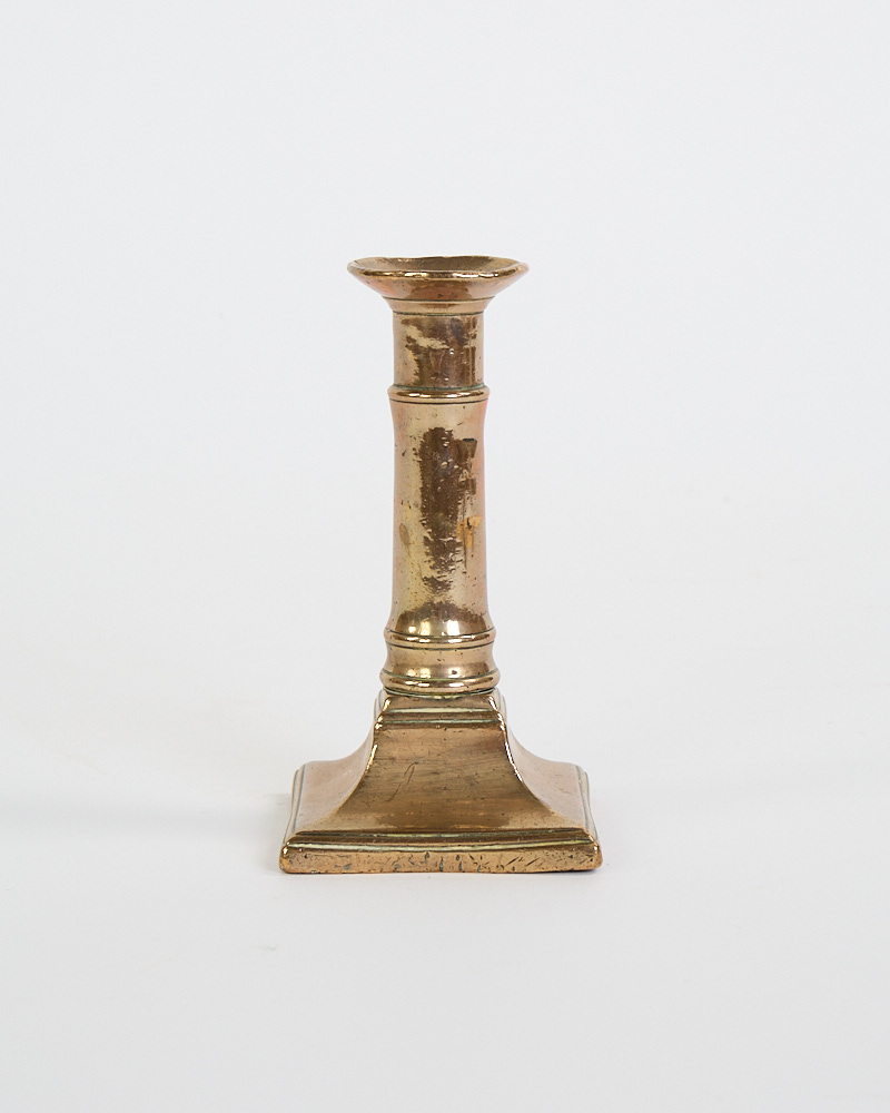 Georgian Brass Candlestick with Square Stepped Base