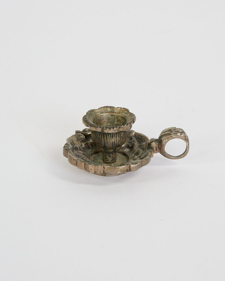 Antique Brass Chamberstick with Fluted Candle Cup