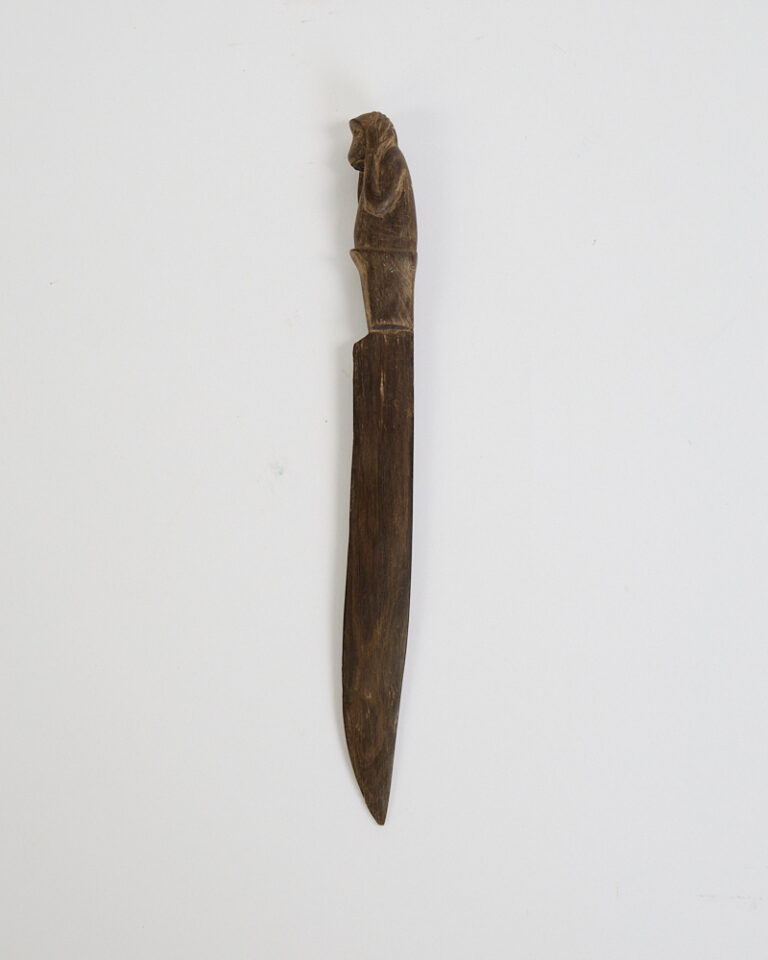 Vintage Wooden Letter Opener with Carved Animal Handle