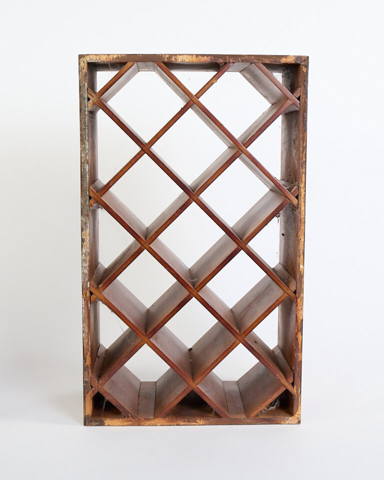 Vintage Wooden Wine Rack Insert with Diamond Cell Storage