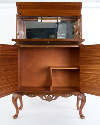 Vintage Burr Walnut Cocktail Cabinet with Carved Legs