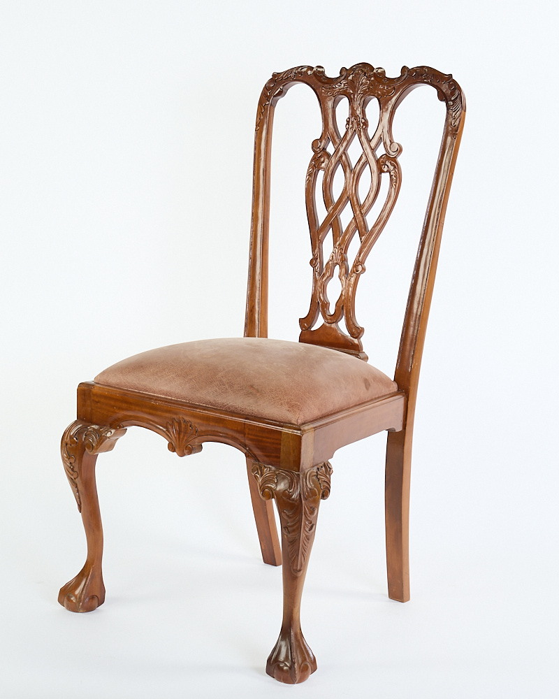Georgian Style Carved Mahogany Dining Chair with Back Splat