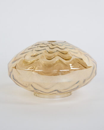 Mid Century Glass Light Shade with Swirled Amber Pattern