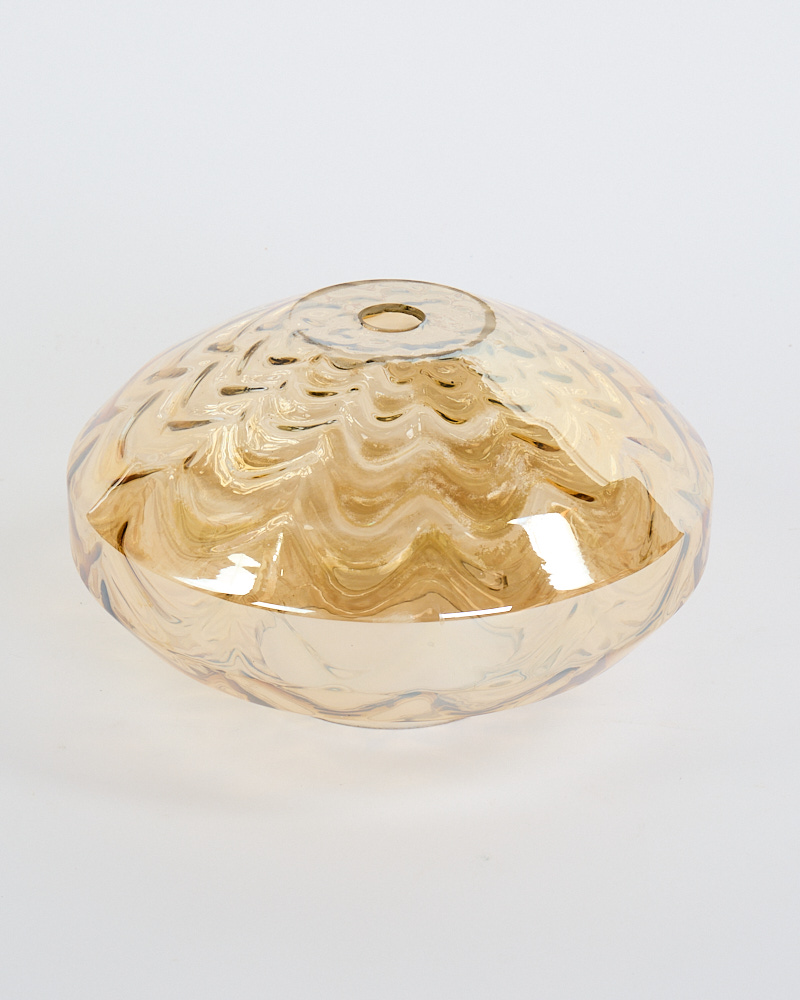Mid Century Glass Light Shade with Swirled Amber Pattern