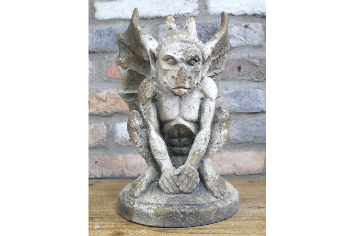 Stone Effect Crouching Gargoyle Statue with Wings
