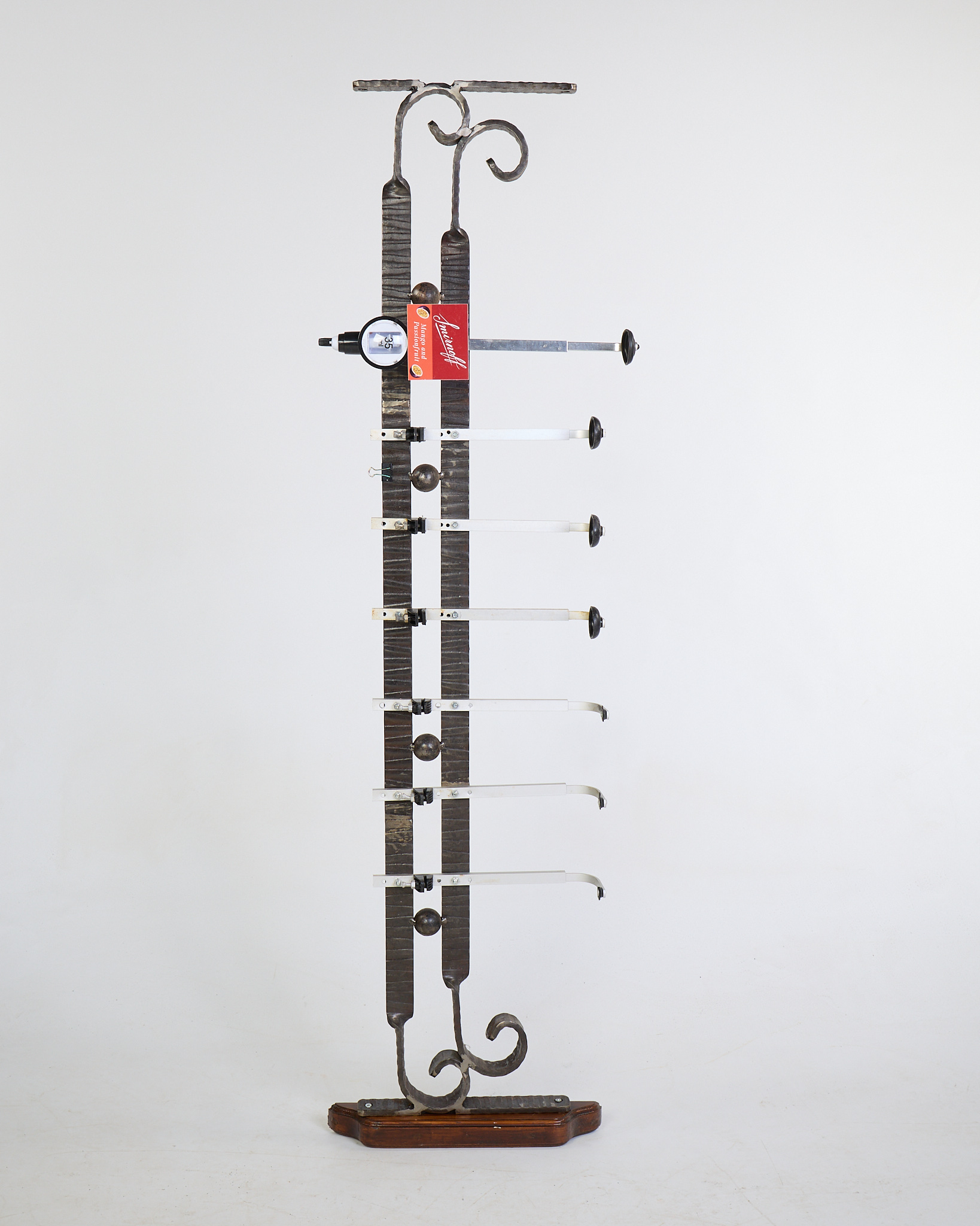 Vintage Metal & Wood 7-Bottle Spirit Dispenser