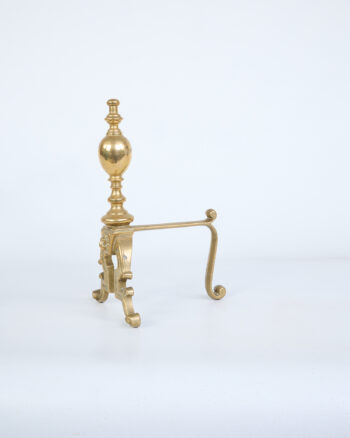 Pair of Vintage Brass Fire Dogs Andiron with Lion Head Motif
