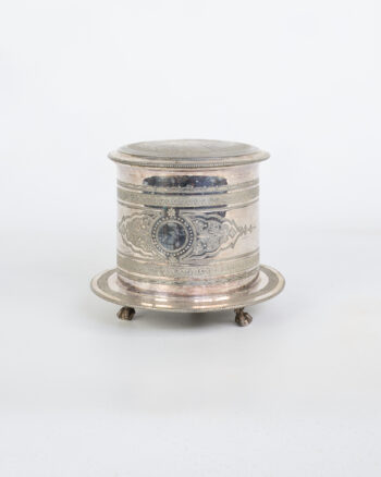 Victorian Silver Plated Trinket Box with Engraved Scrollwork