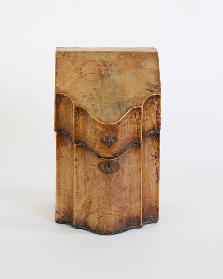 Antique Georgian Wood Wall Box with Inlaid Star and Metal Clasp