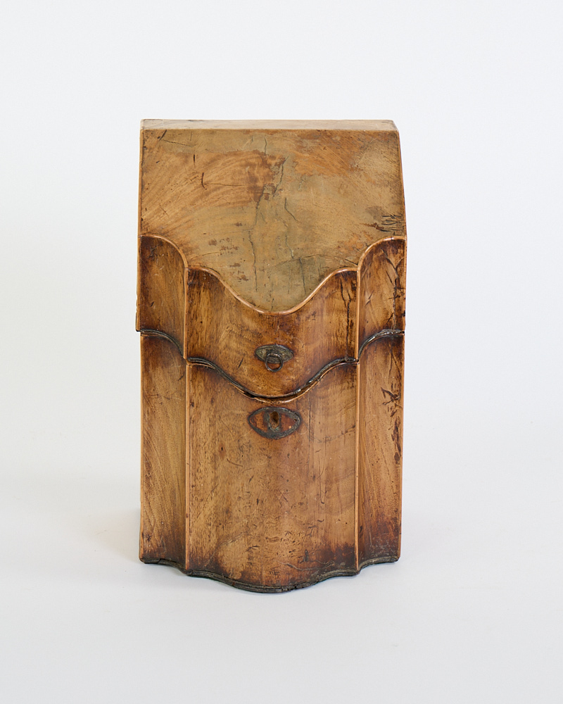Antique Georgian Wood Wall Box with Inlaid Star and Metal Clasp