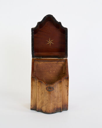 Antique Georgian Wood Wall Box with Inlaid Star and Metal Clasp