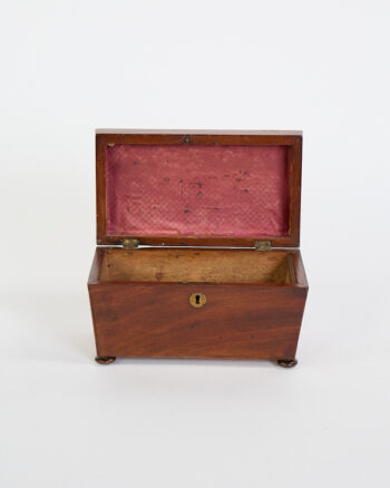Antique Wooden Tea Caddy with Brass Escutcheon