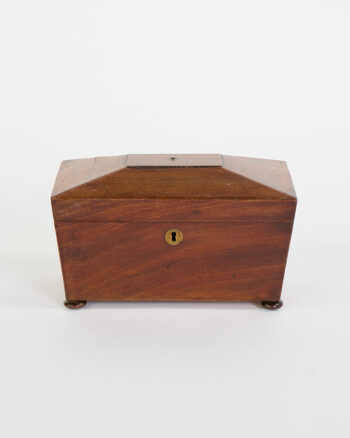 Antique Wooden Tea Caddy with Brass Escutcheon