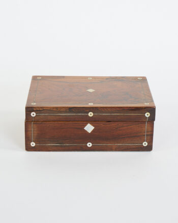 Victorian Rosewood Inlaid Trinket Box with Mother of Pearl Details