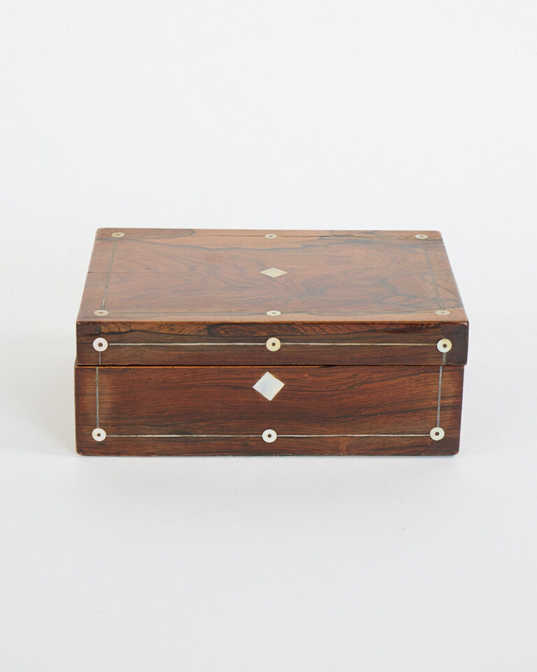 Victorian Rosewood Inlaid Trinket Box with Mother of Pearl Details