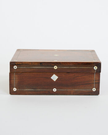 Victorian Rosewood Inlaid Trinket Box with Mother of Pearl Details