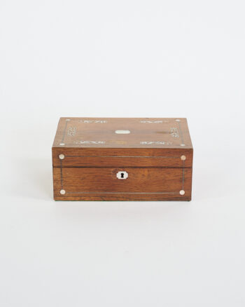 Victorian Wooden Trinket Box with Mother of Pearl Inlay