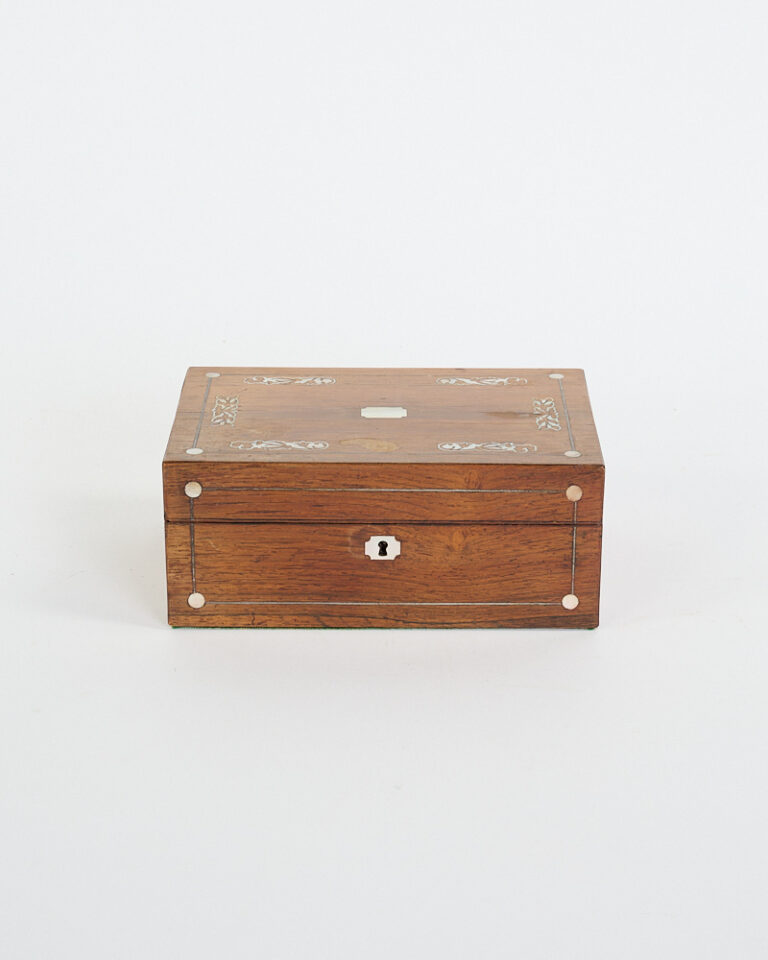 Victorian Wooden Trinket Box with Mother of Pearl Inlay