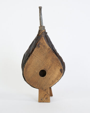 Antique Wooden Fireplace Bellows with Leather and Metal Nozzle
