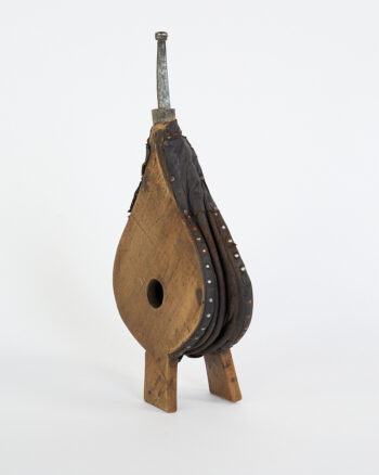 Antique Wooden Fireplace Bellows with Leather and Metal Nozzle
