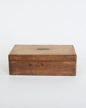 Vintage Wooden Storage Box with Brass Keyhole