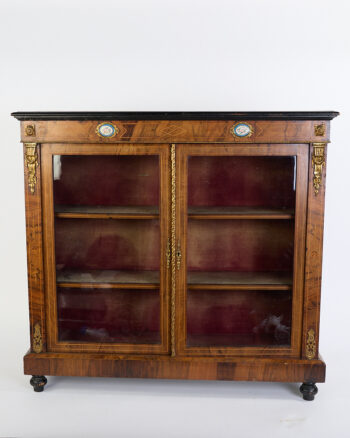 Victorian Inlaid Wood Display Cabinet with Gilt Brass Mounts