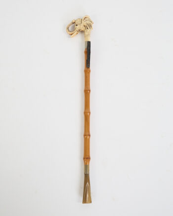 Vintage Bamboo Shoe Horn with Carved Elephant Head