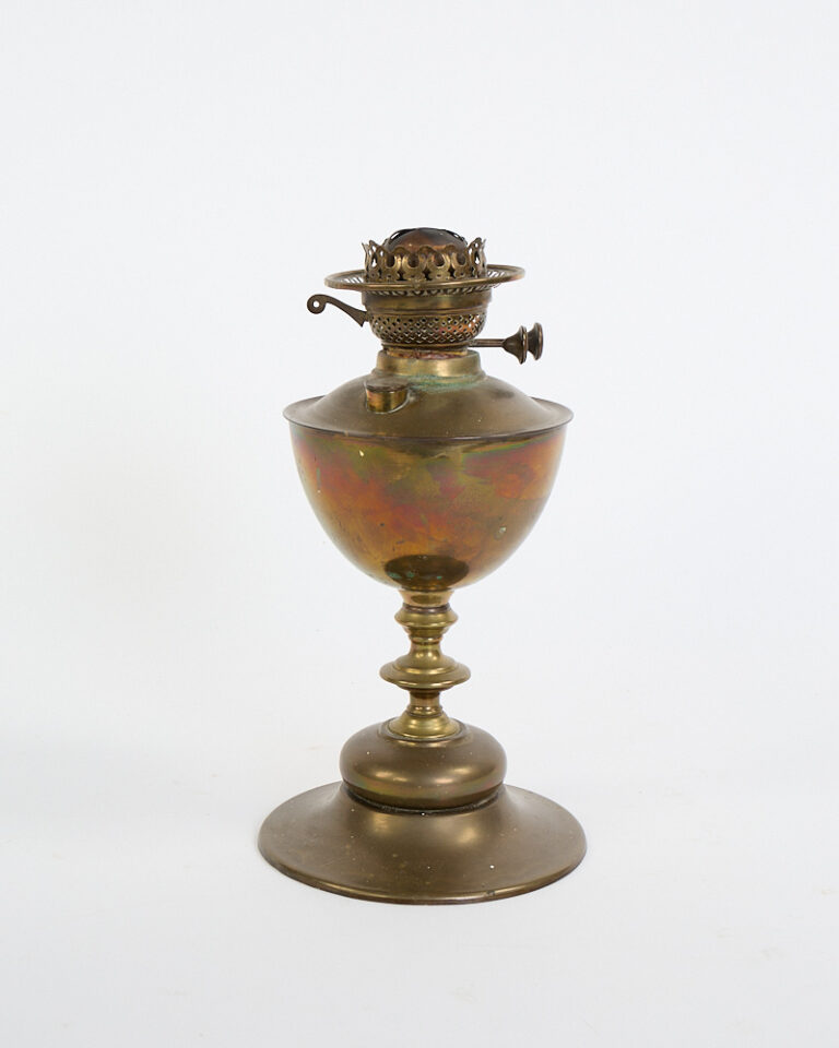 Antique Brass Oil Lamp with Ornate Burner