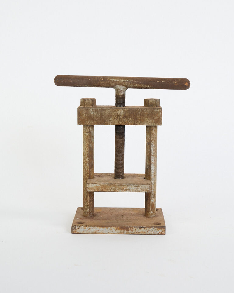 Vintage Industrial Iron Screw Press with T-Bar Handle