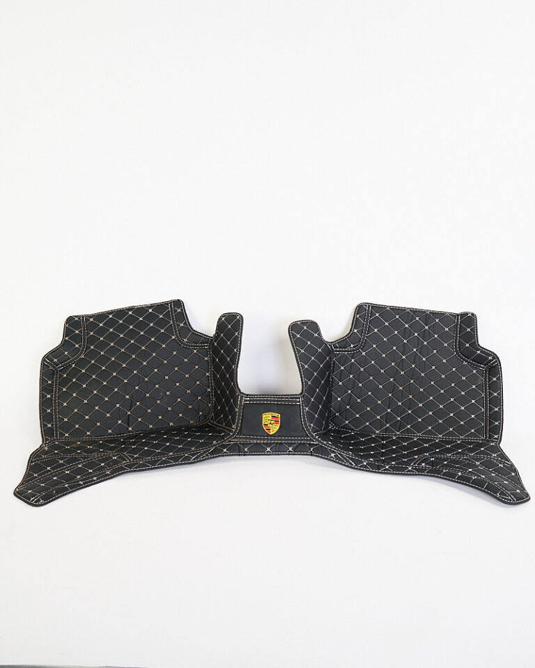 Porsche 2014 Model Quilted Black Car Floor Mats with White Stitching