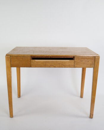 Vintage Mid Century Military Wood Desk with Central Drawer