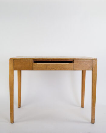 Vintage Mid Century Military Wood Desk with Central Drawer
