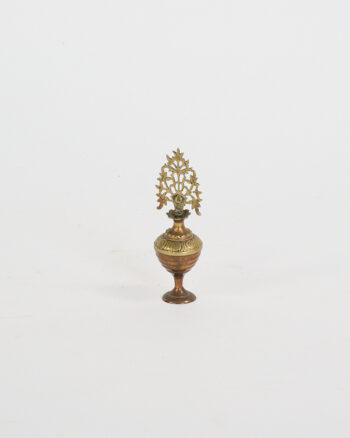 Vintage Oriental Brass Kohl Pot with Filigree Finial