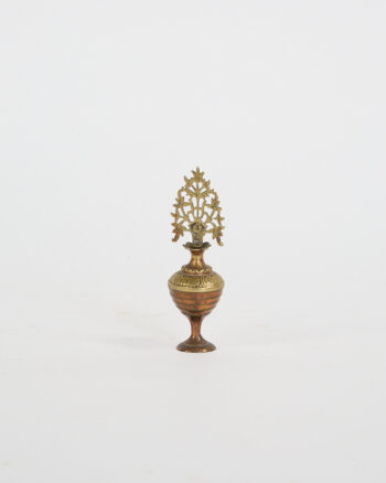 Vintage Oriental Brass Kohl Pot with Filigree Finial