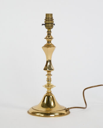 Vintage Brass Table Lamp with Tapered Column and Bell Base