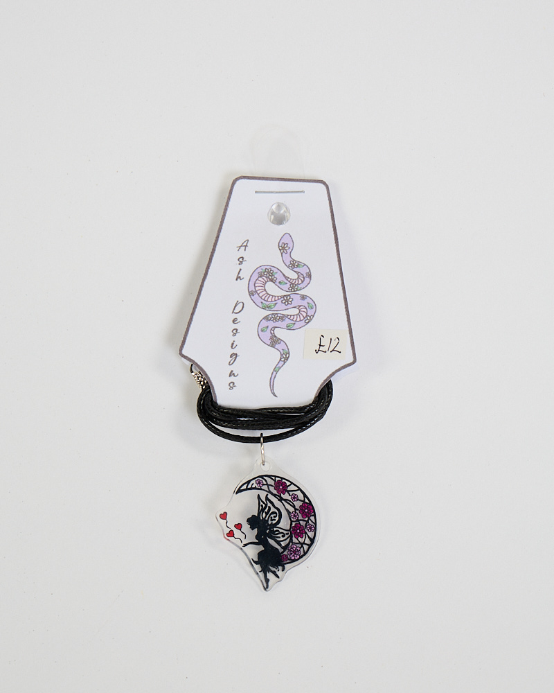 Handmade Fairy Moon Plastic Pendant Necklace by Ash Designs