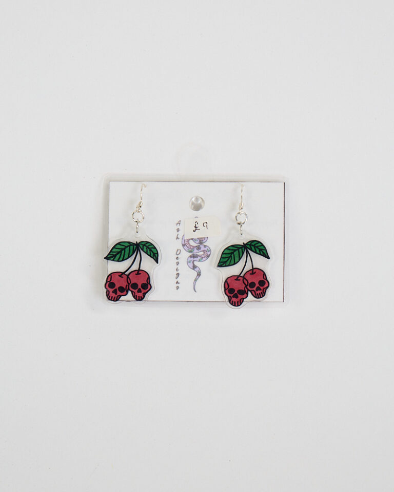 Handmade Skull Cherry Earrings by Ash Designs