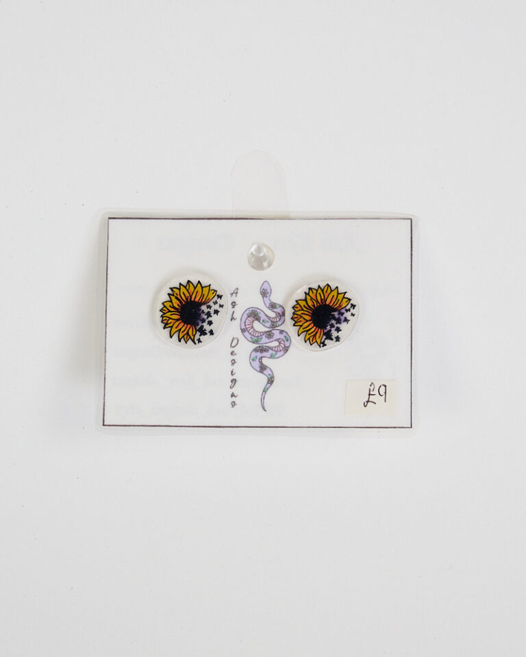 Handmade Sunflower Stud Earrings by Ash Designs