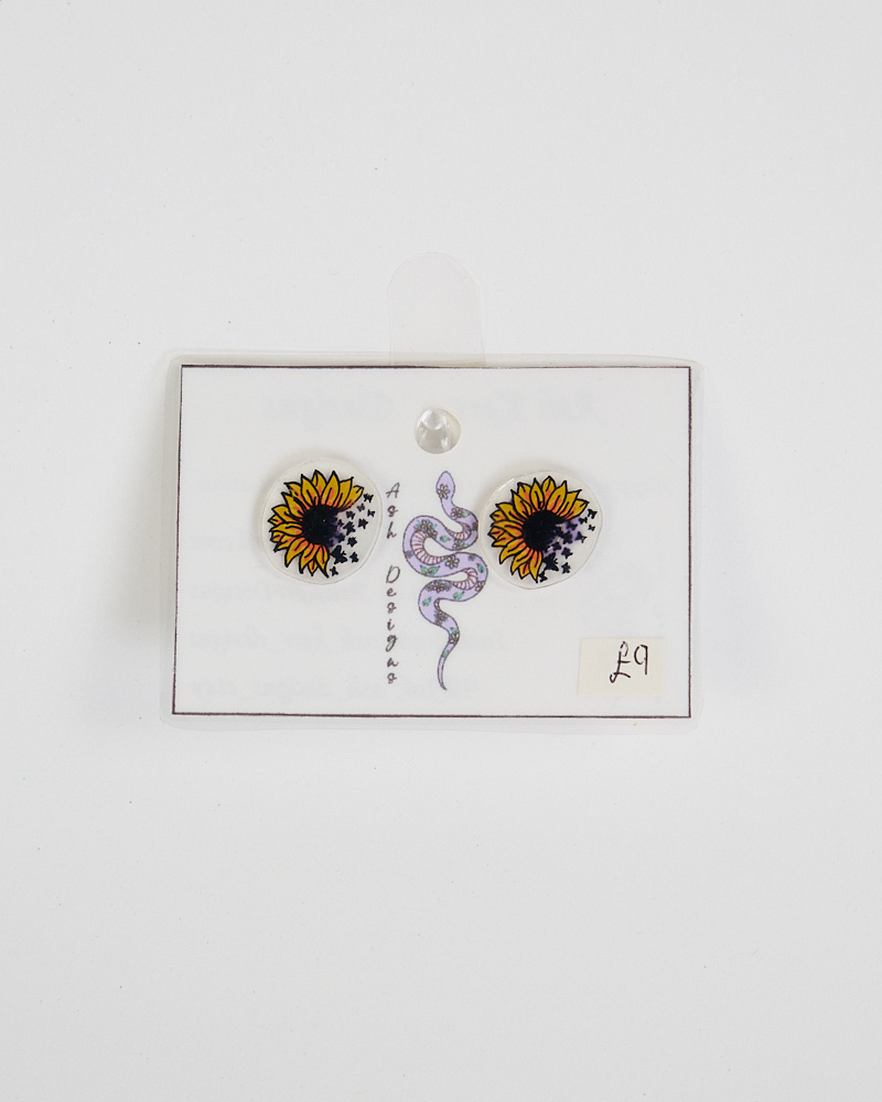 Handmade Sunflower Stud Earrings by Ash Designs