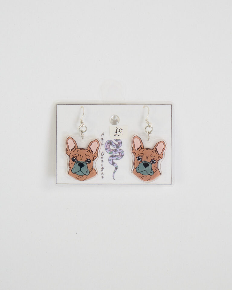 Handmade French Bulldog Acrylic Earrings by Ash Designs