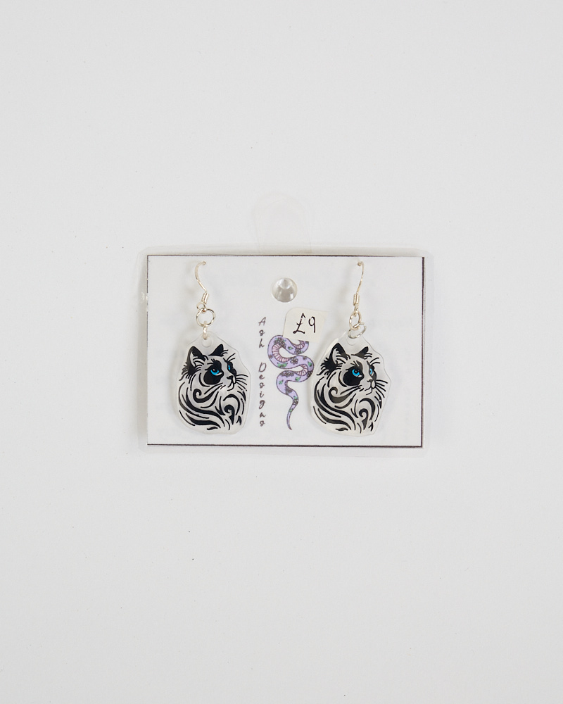 Handmade Cat Head Earrings by Ash Designs