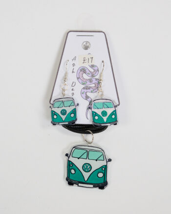Handmade VW Camper Van Necklace & Earrings Set by Ash Designs