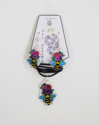 Handmade Bee & Floral Necklace and Earring Set by Ash Designs