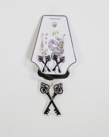 Black Skeleton Key Necklace & Earring Set by Ash Designs