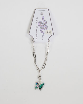 Silver Paperclip Chain Bracelet with Butterfly Charm by Ash Designs