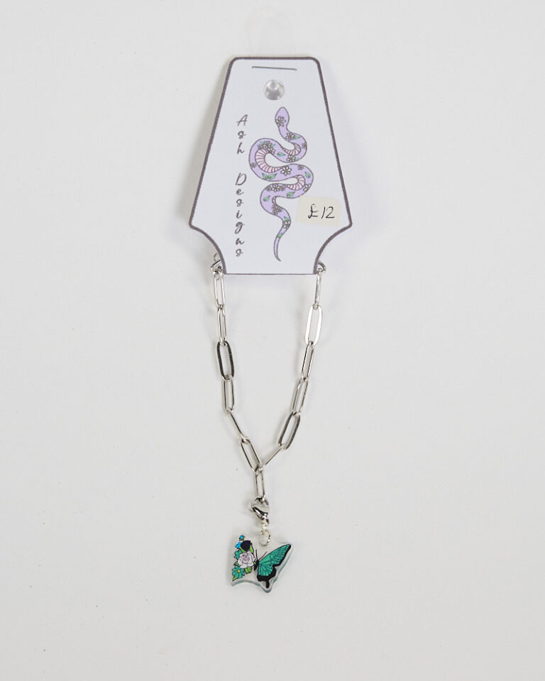 Silver Paperclip Chain Bracelet with Butterfly Charm by Ash Designs