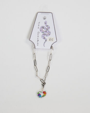 Silver Chain Bracelet with Floral Heart Charm by Ash Designs