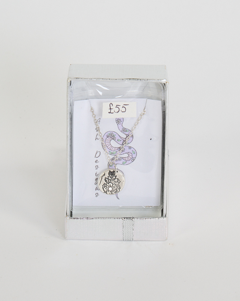 Fine Silver Floral Pendant Necklace by Ash Designs