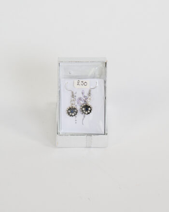 Handmade Fine Silver Drop Earrings with Blue & Clear Stones by Ash Designs
