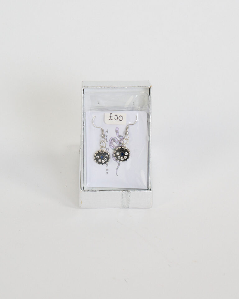 Handmade Fine Silver Drop Earrings with Blue & Clear Stones by Ash Designs